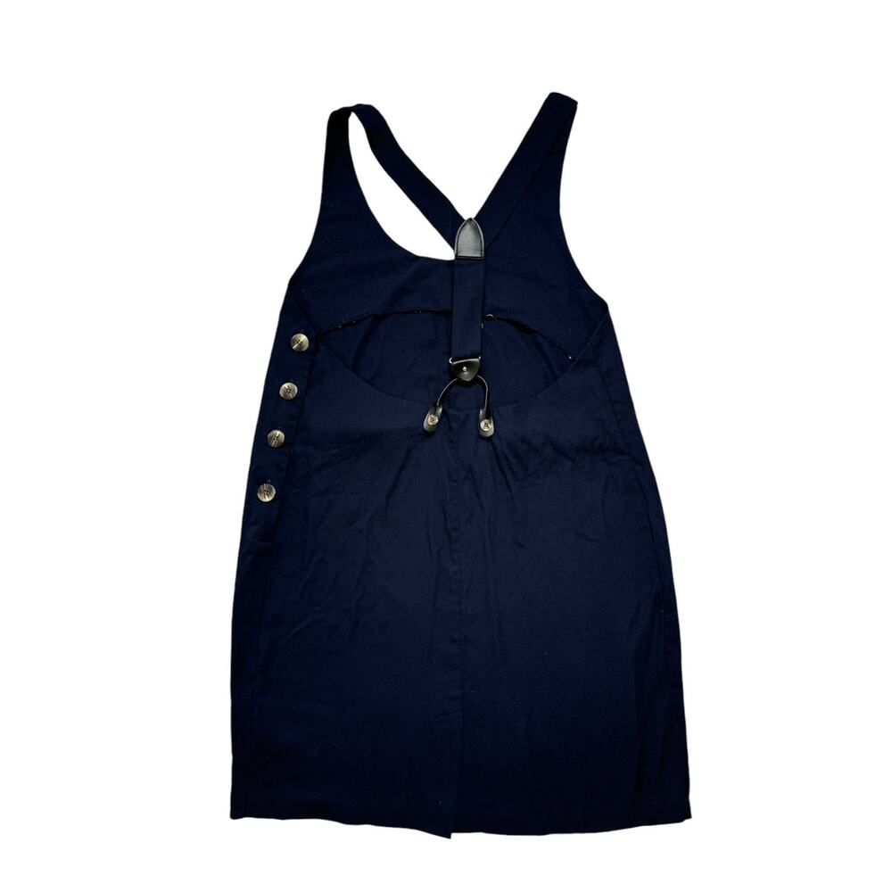 Vintage Navy Blue Maternity Overalls Dress Size 10 80s 90s Made in USA Jumper - Picture 5 of 11